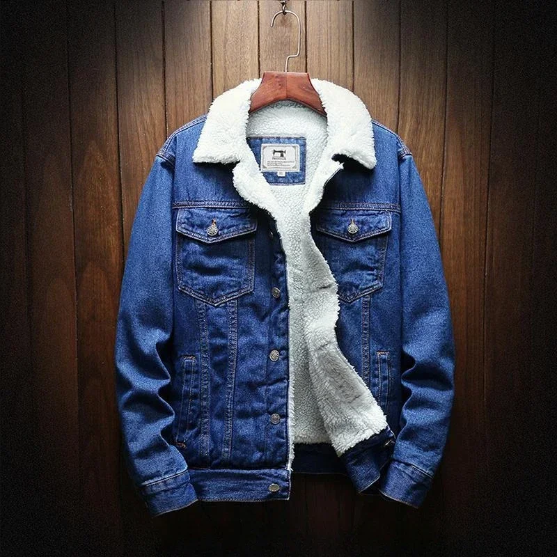 Patchwork Jean Jacket - Chaquetas vaqueras Hombre Acolchado con oveja