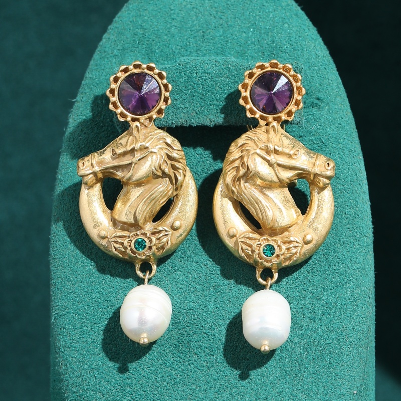 Vintage Fashion Jewelry Brands - Pendientes Colgantes de Cabeza de Caballo