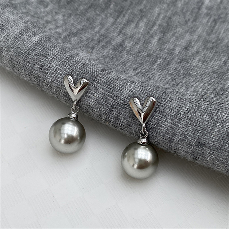 Vintage Fashion Jewelry Brands - Pendientes colgantes de perlas grises para