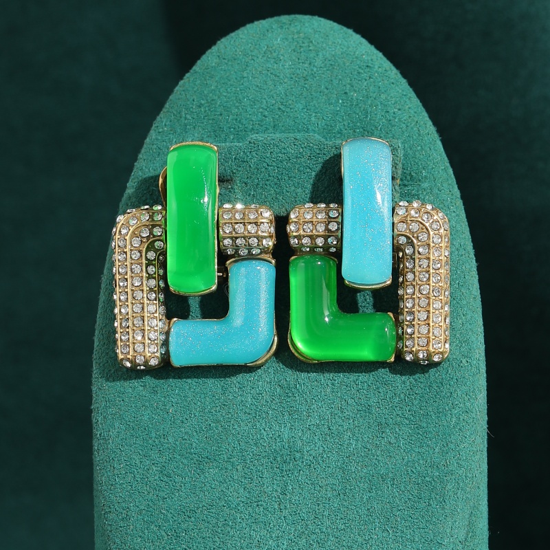 Vintage Fashion Jewelry Brands - Pendientes Cuadrados Geométricos de Cristal Azul