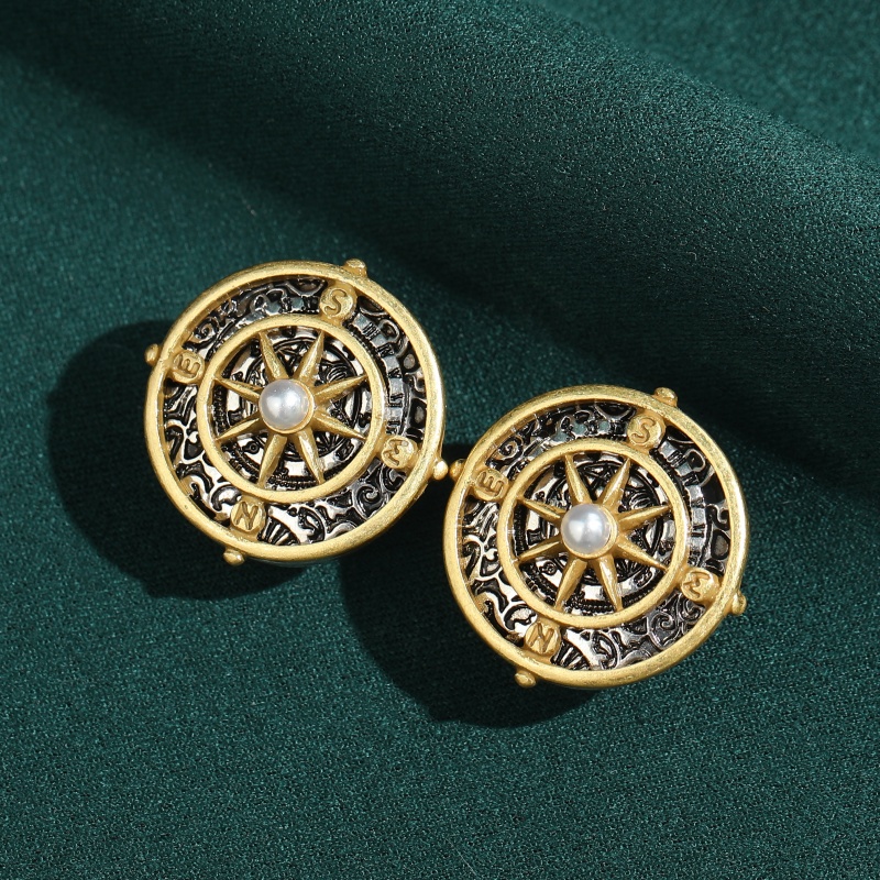 Vintage Fashion Jewelry Brands - Pendientes de brinco con brújula vintage