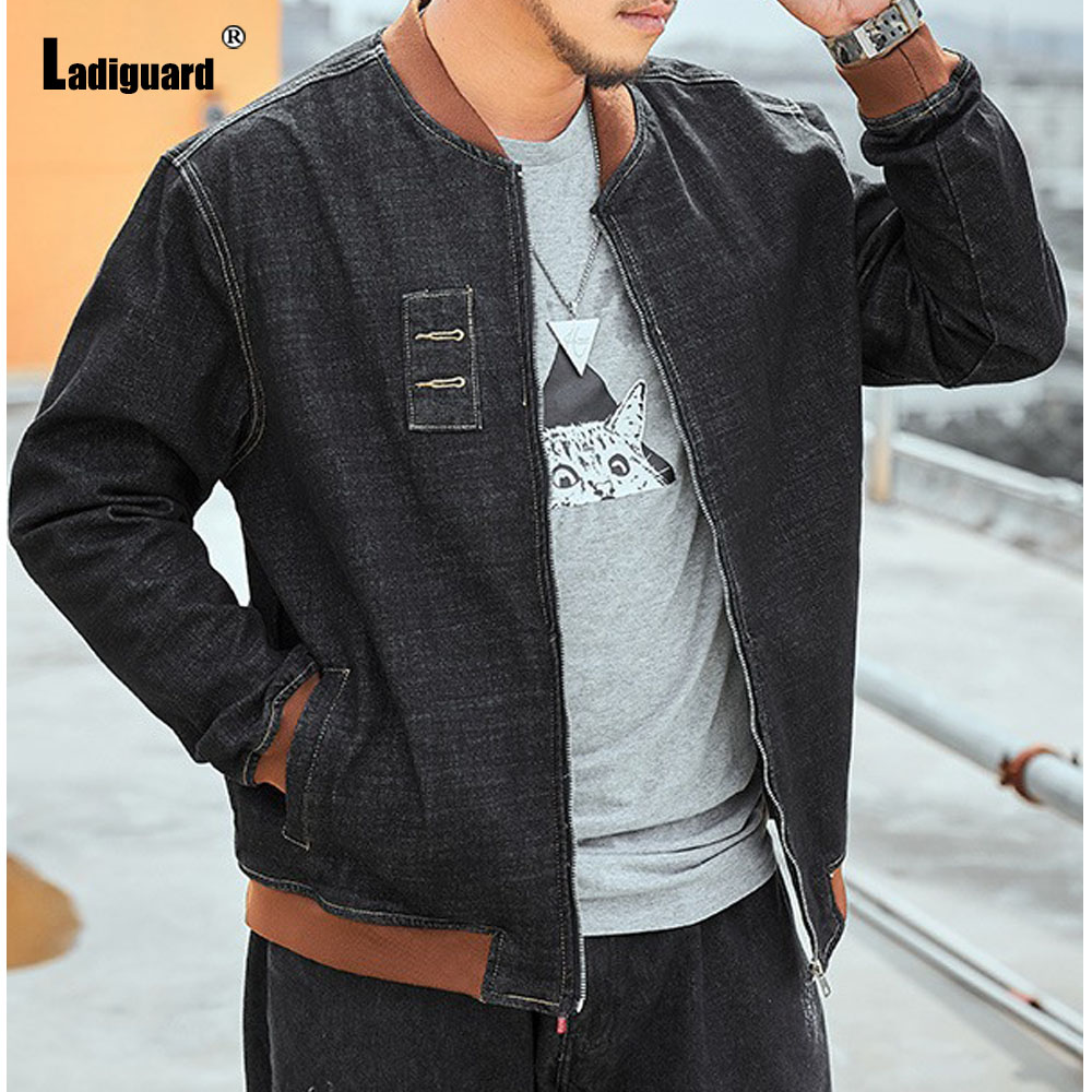 Patchwork Jean Jacket - Ladguard-Chaqueta de Jean con cuello mandarín