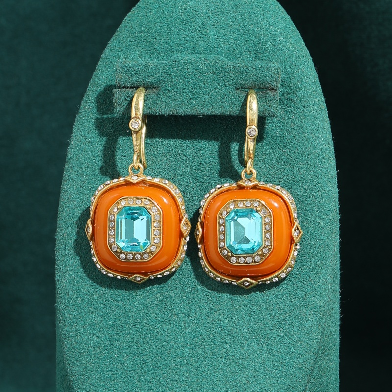 Vintage Fashion Jewelry Brands - Pendientes cuadrados de cristal azul vintage