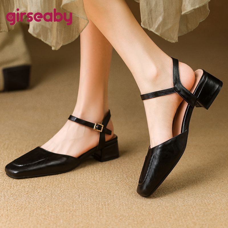 Vintage Fashion Female - Girseaby 2025 sandalias femeninas punta cuadrada