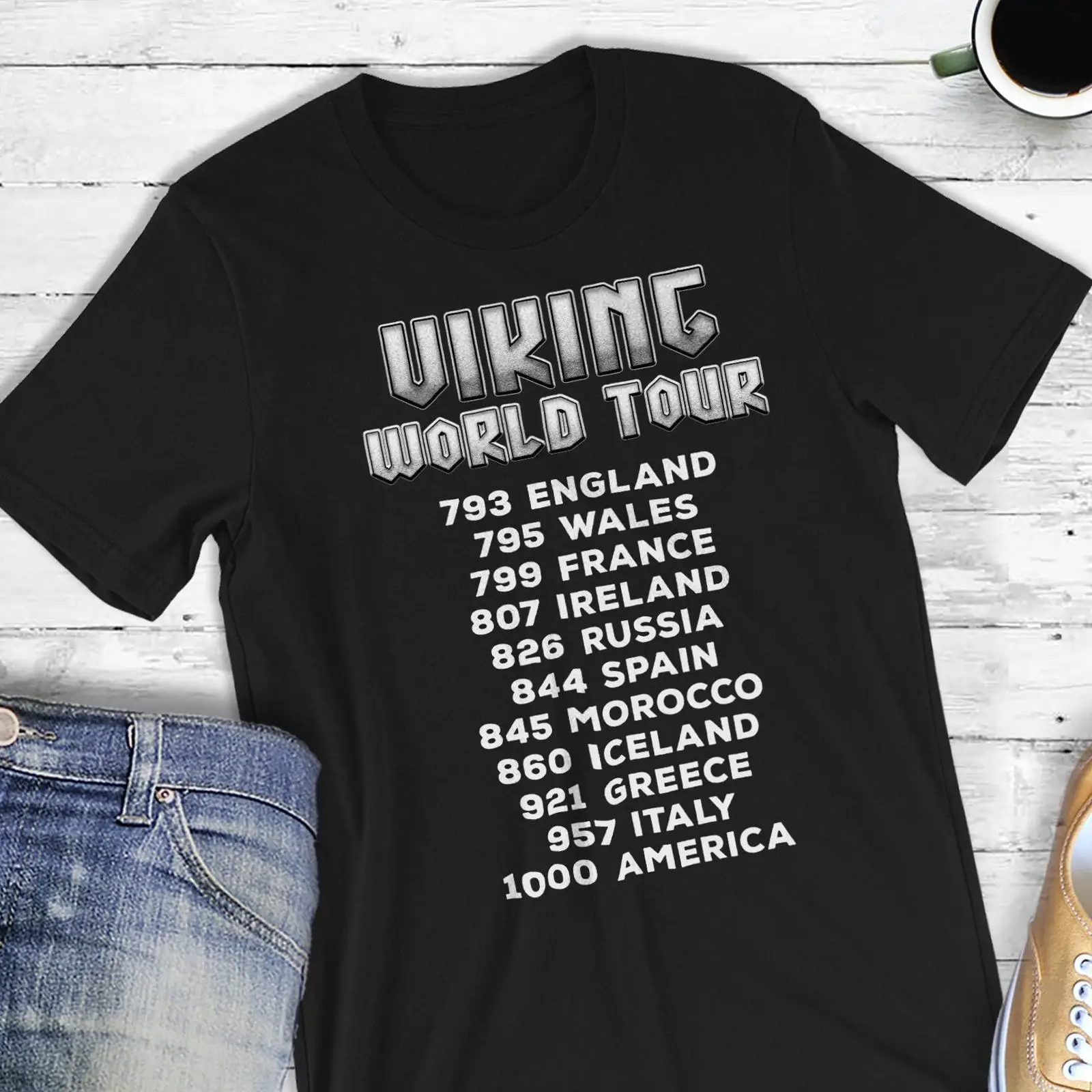 Vintage Fashion History - Camiseta Viking World Tour, mitología nórdica,