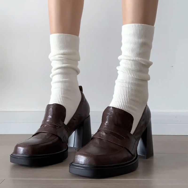 Vintage Fashion Female - Zapatos mocasines de estilo universitario para