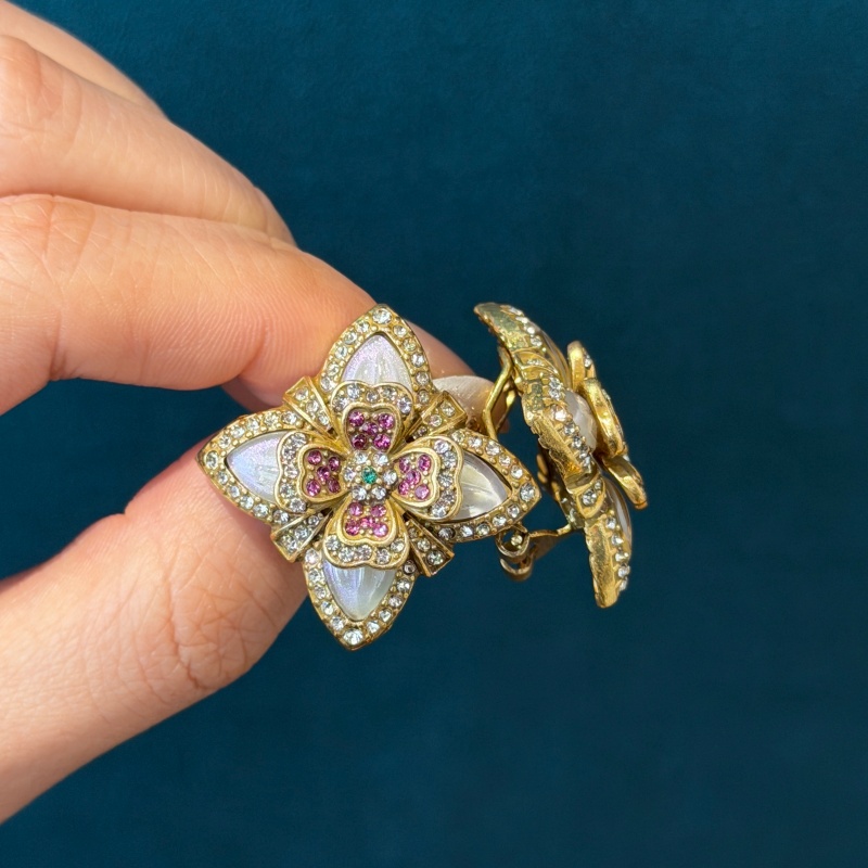 Vintage Fashion Jewelry Brands - Pendientes de cristal blanco con forma