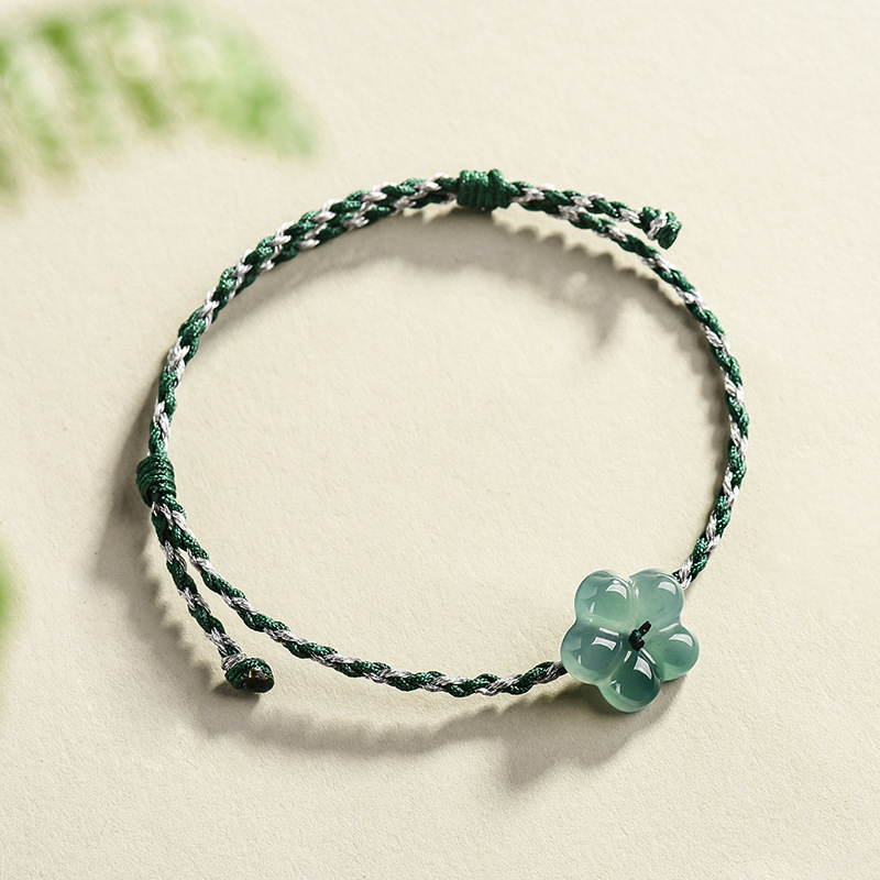 Vintage Fashion - Pulsera de Jadeíta Birmana con Flor,