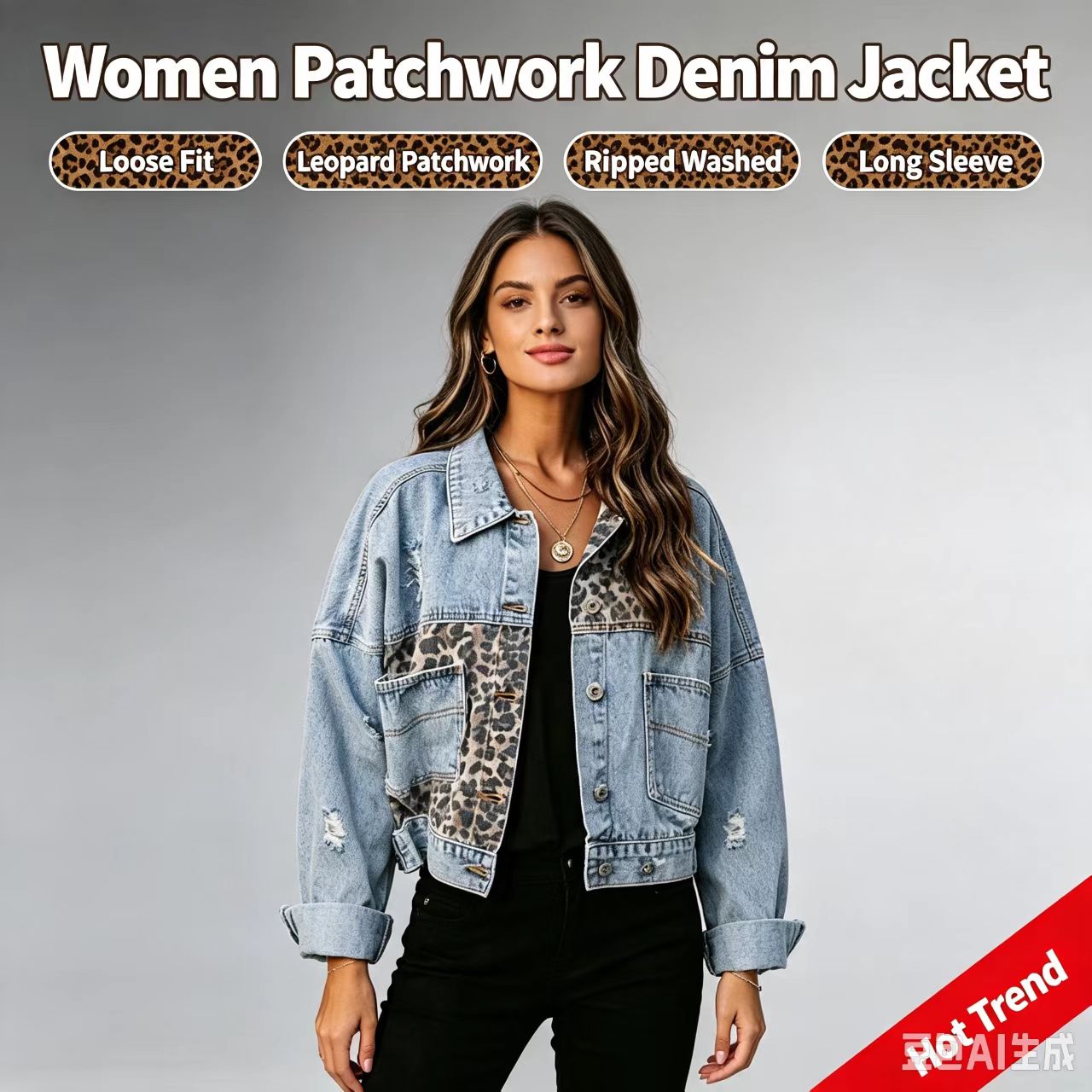 Patchwork Jean Jacket - Chaqueta vaquera corta de mujer estilo