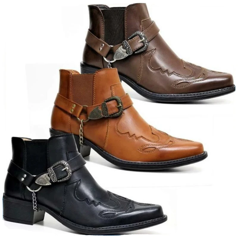 Vintage Fashion Mens - Botas de vaquero vintage de cuero