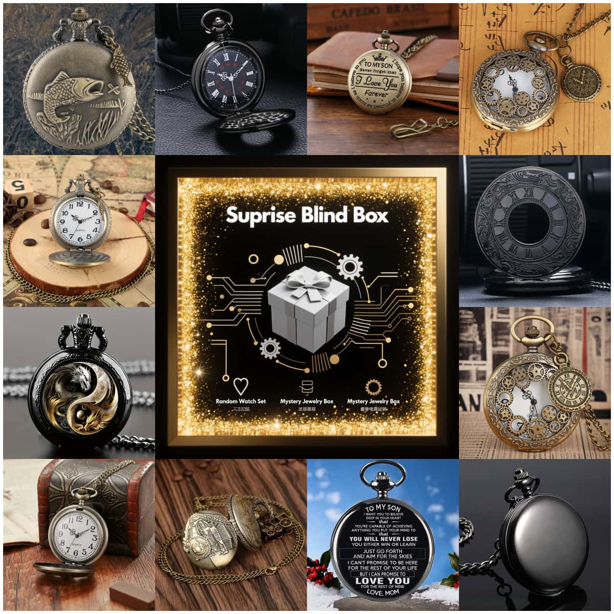 Caja ciega de reloj misterioso - Vintage Fashion Mens reseña y precio