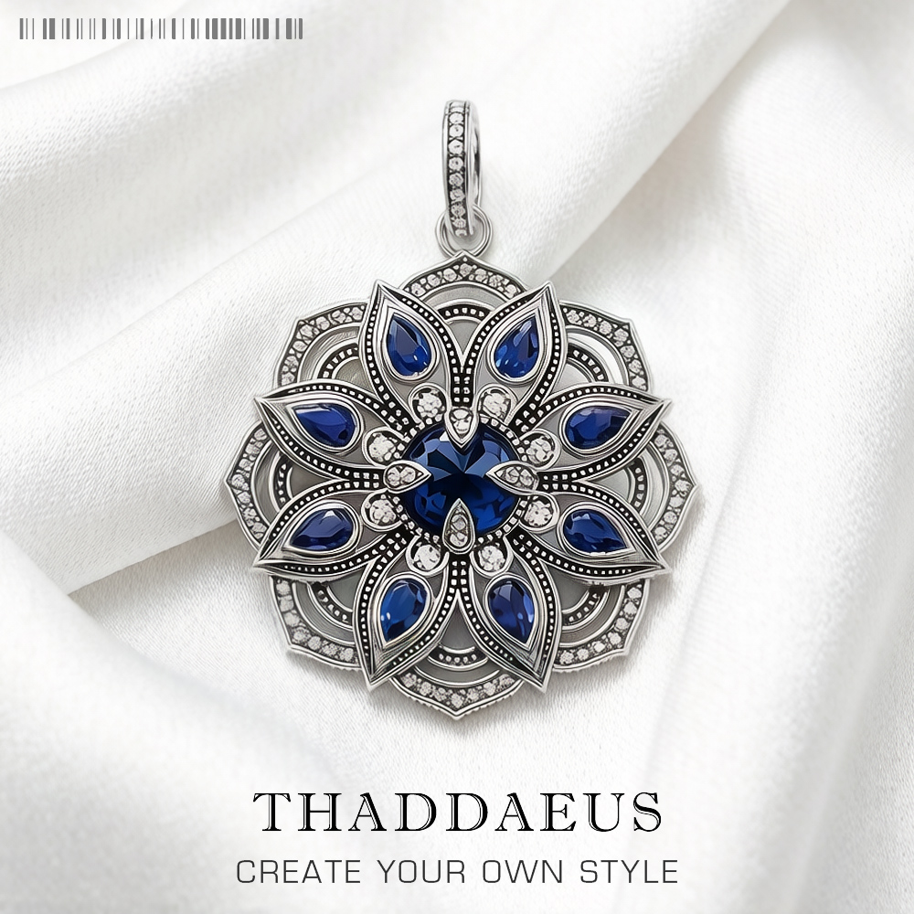 Colgante de flor de loto azul, - Vintage Fashion Jewelry Brands reseña y precio