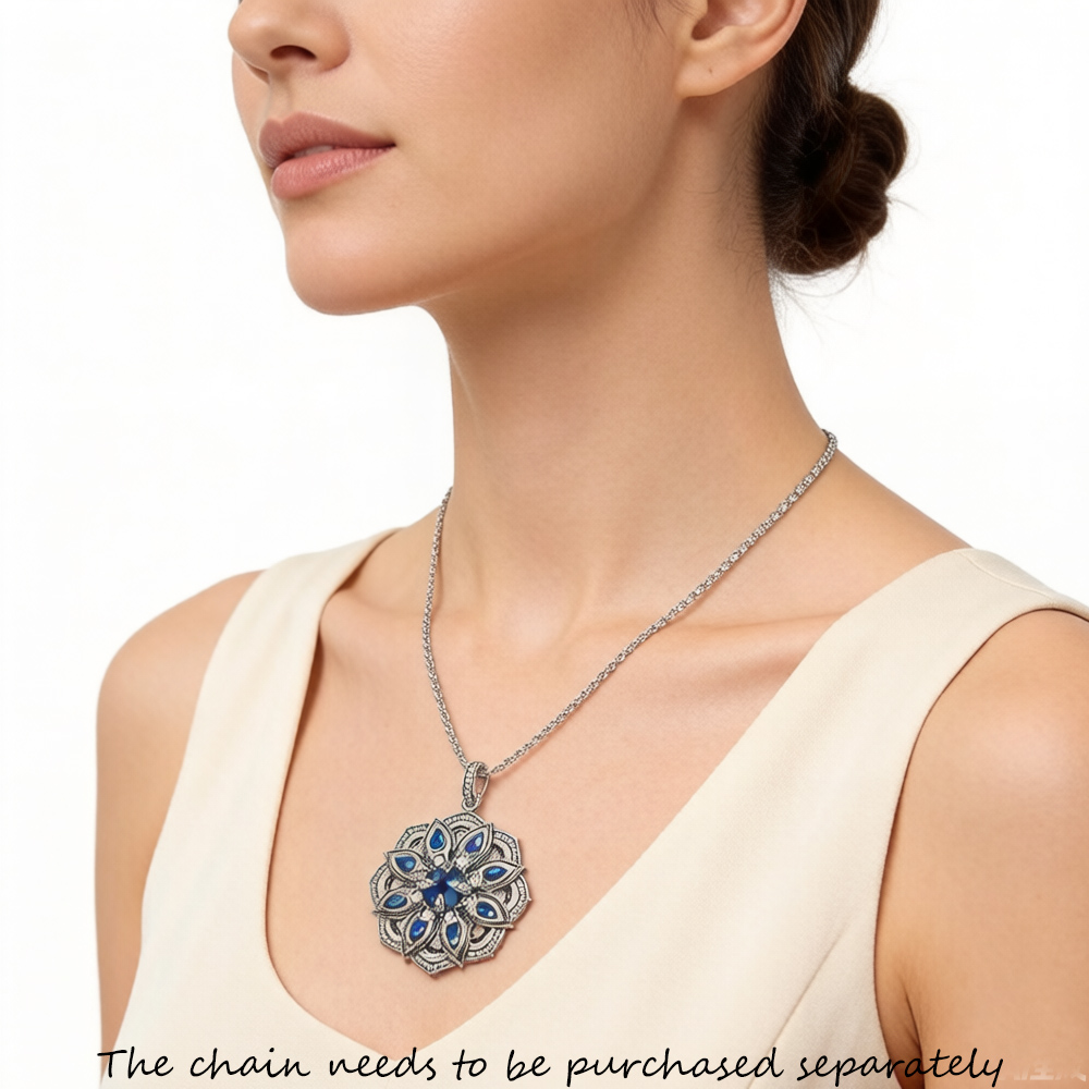 Colgante de flor de loto azul, - Vintage Fashion Jewelry Brands reseña y precio
