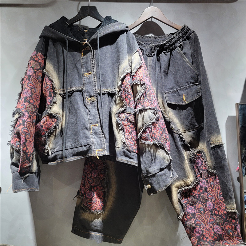 WTHT moda mujer lavado Patchwo - Patchwork Jean Jacket reseña y precio