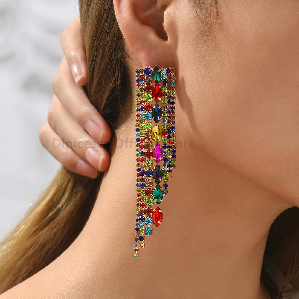 Pendientes largos de cristal m - Vintage Fashion Jewelry Brands reseña y precio