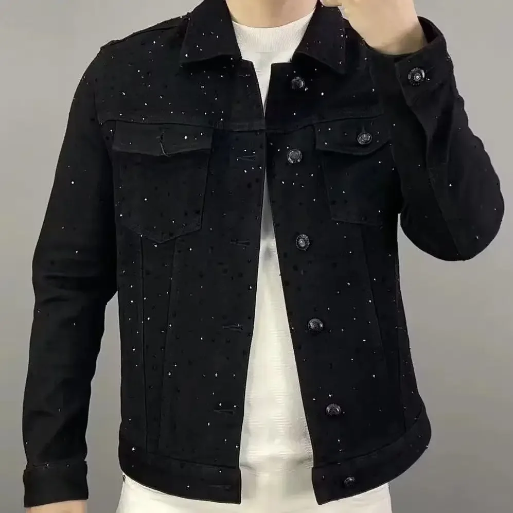 Abrigo vaquero para hombre, ch - Patchwork Jean Jacket reseña y precio