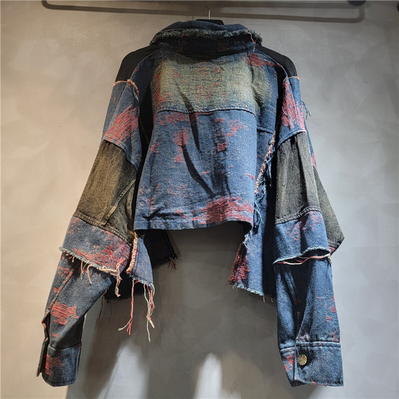 WTHT nueva moda mujer Patchwor - Patchwork Jean Jacket reseña y precio