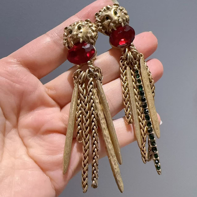 Pendientes largos con borlas r - Vintage Fashion Jewelry Brands reseña y precio