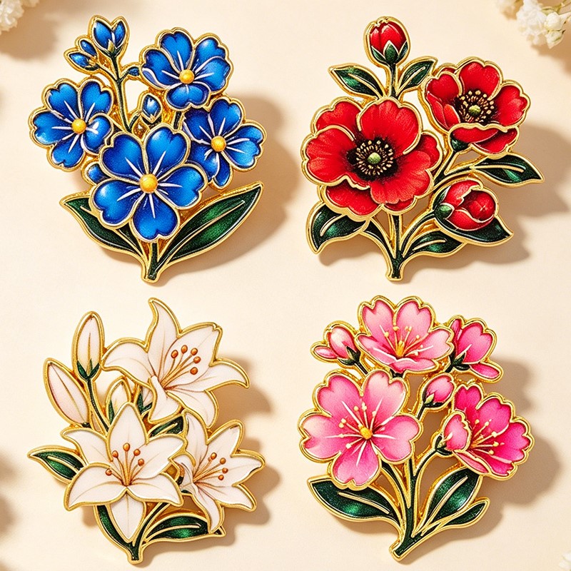 Bonito Broche de Esmalte Flora - Vintage Fashion Stores reseña y precio