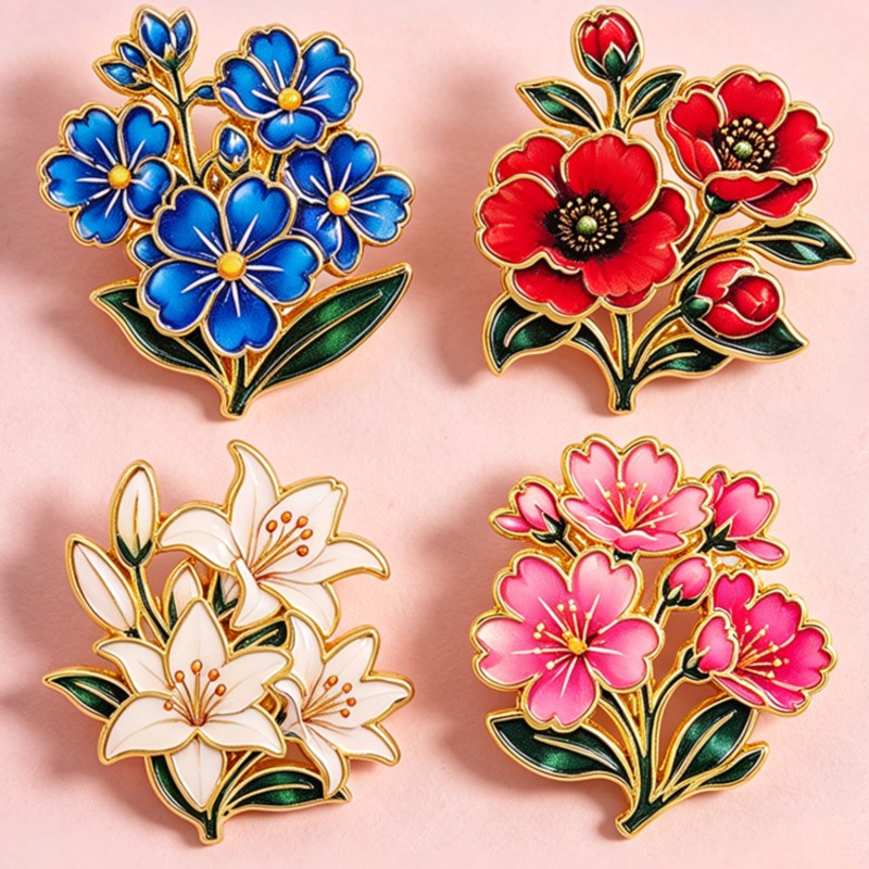 Bonito Broche de Esmalte Flora - Vintage Fashion Stores reseña y precio