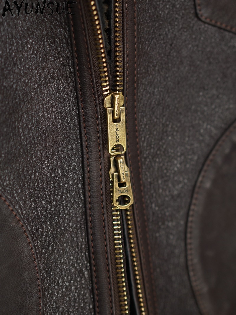 AYUNSUE, abrigo de piel 100% N - Vintage Fashion Jacket reseña y precio