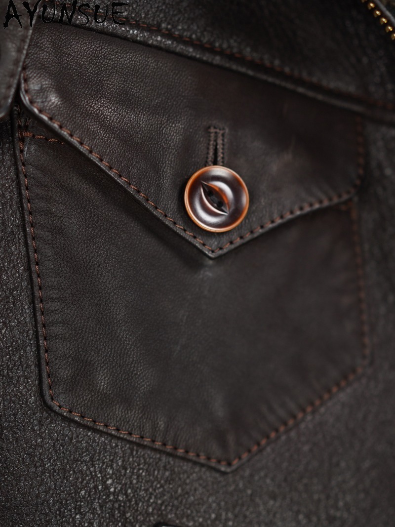 AYUNSUE, abrigo de piel 100% N - Vintage Fashion Jacket reseña y precio