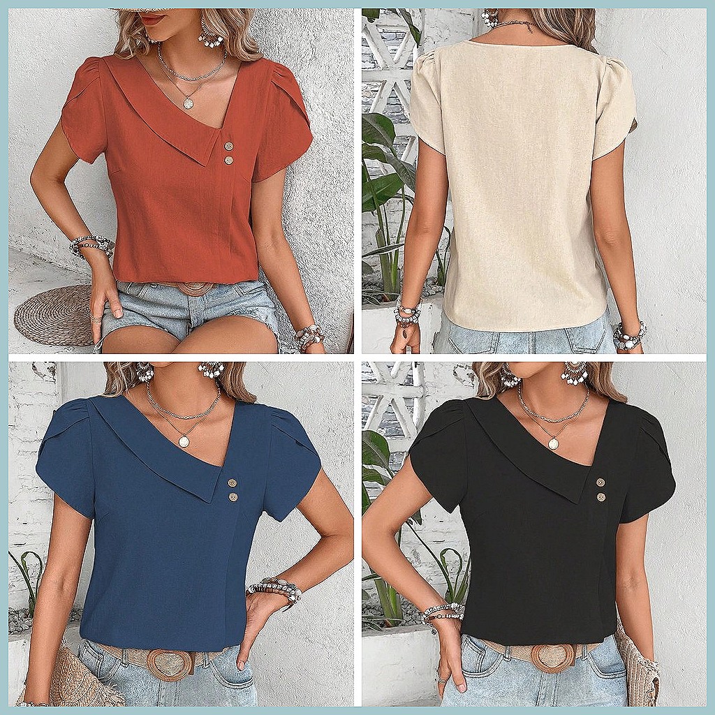 Blusa de Color Sólido Vintage  - Vintage Fashion reseña y precio